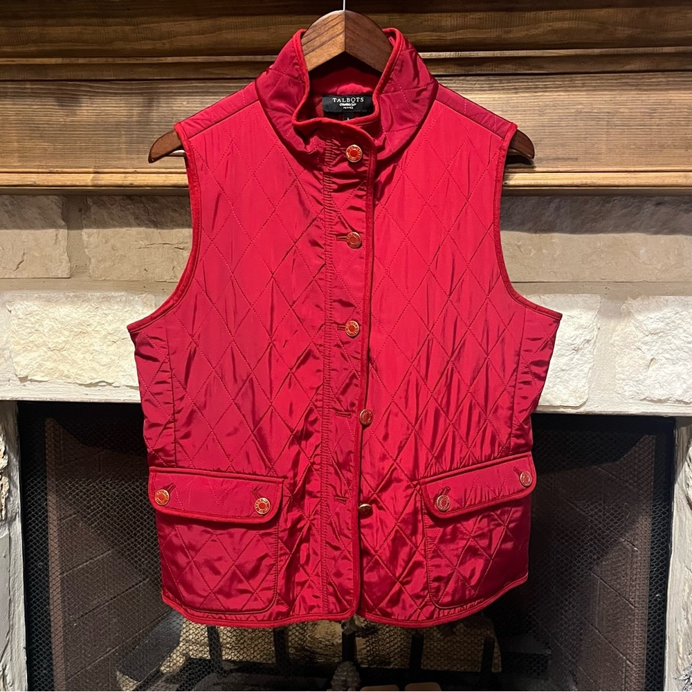 Talbots Diamond Quilted Vest Red Size L